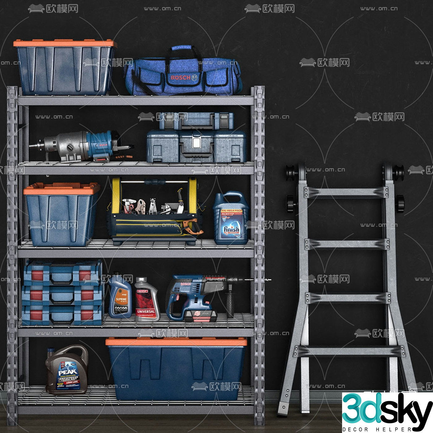 Industrial style tool box electric drill tool 3d model