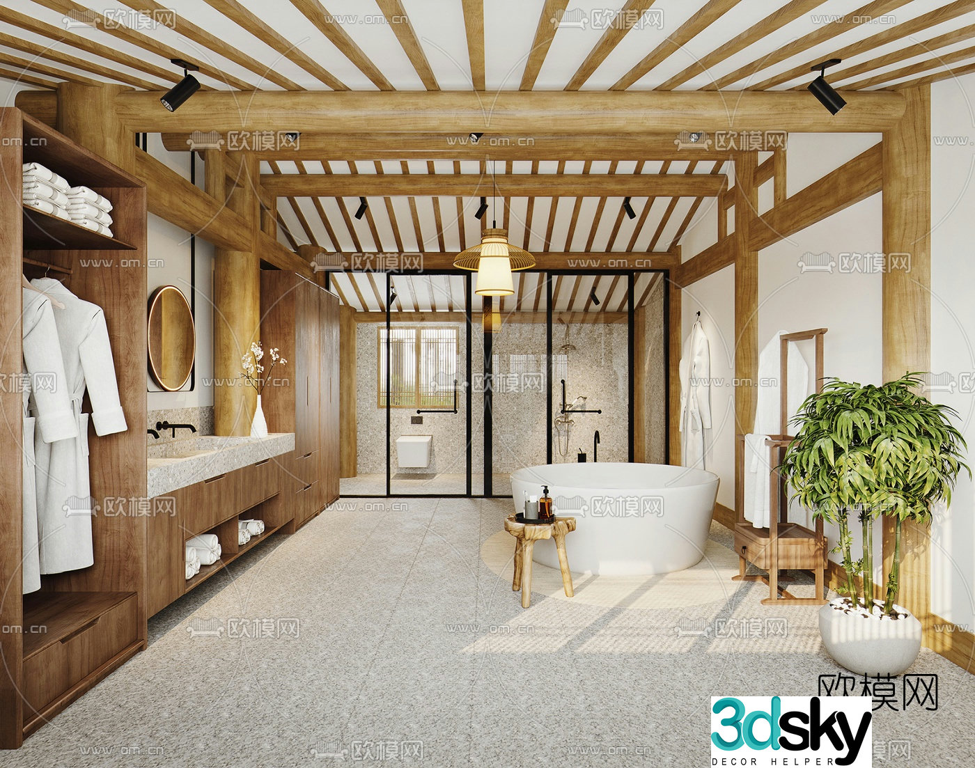 Natural style B&B bathroom bathroom 3D model