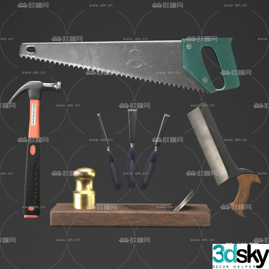 Modern hammer saw tool 3d model