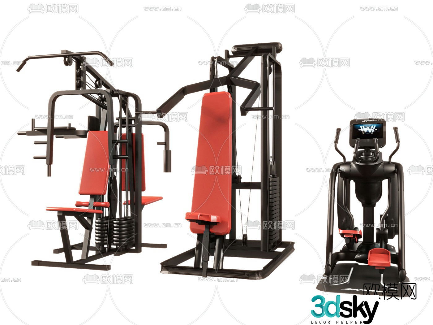 Modern fitness equipment 3d model