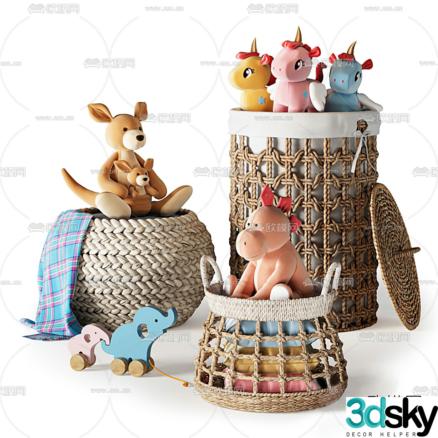 Modern children’s doll storage basket 3d model