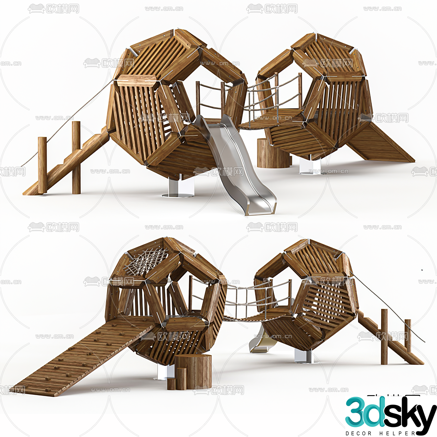 Natural wind slide amusement equipment 3d model