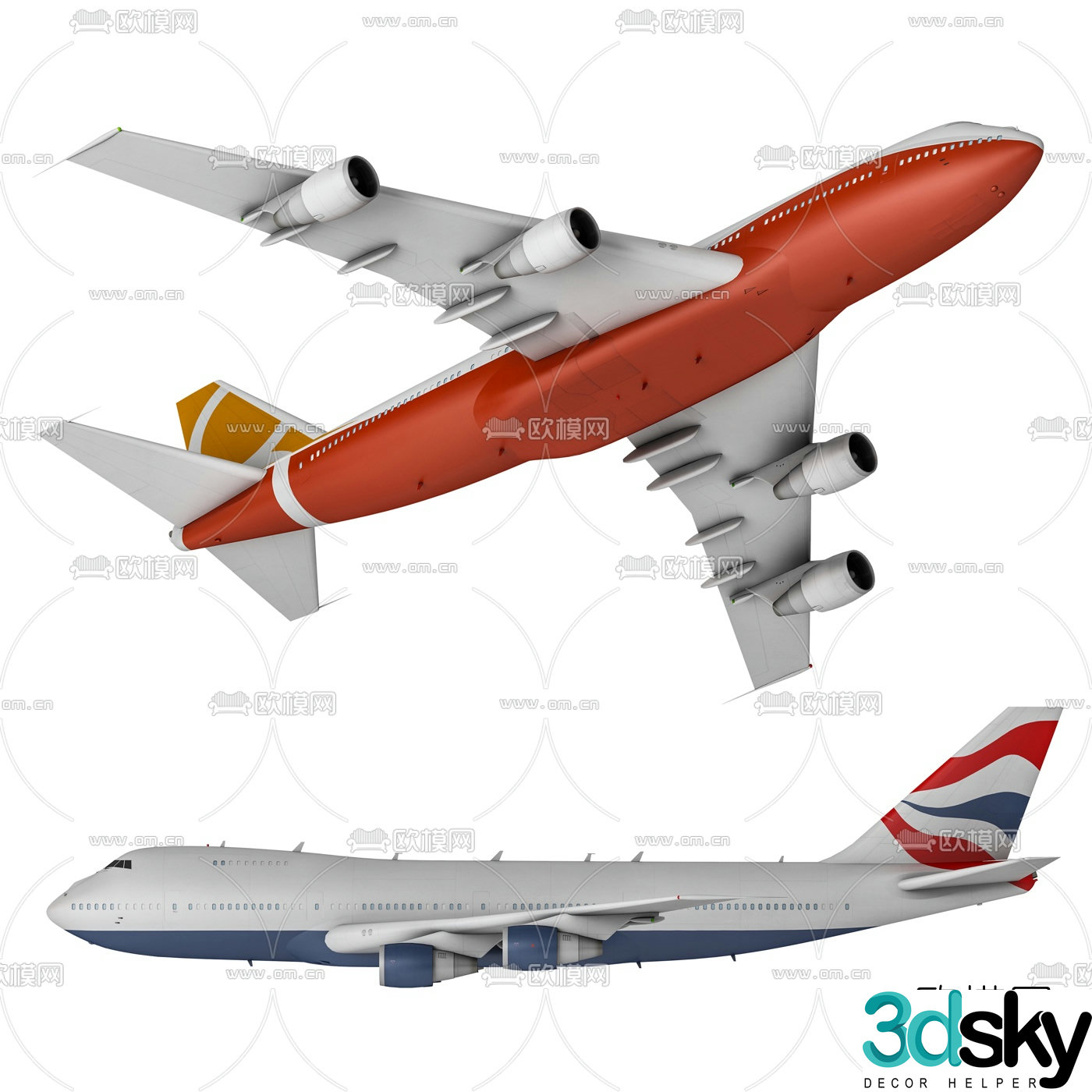 Modern boeing airliner airplane 3d model