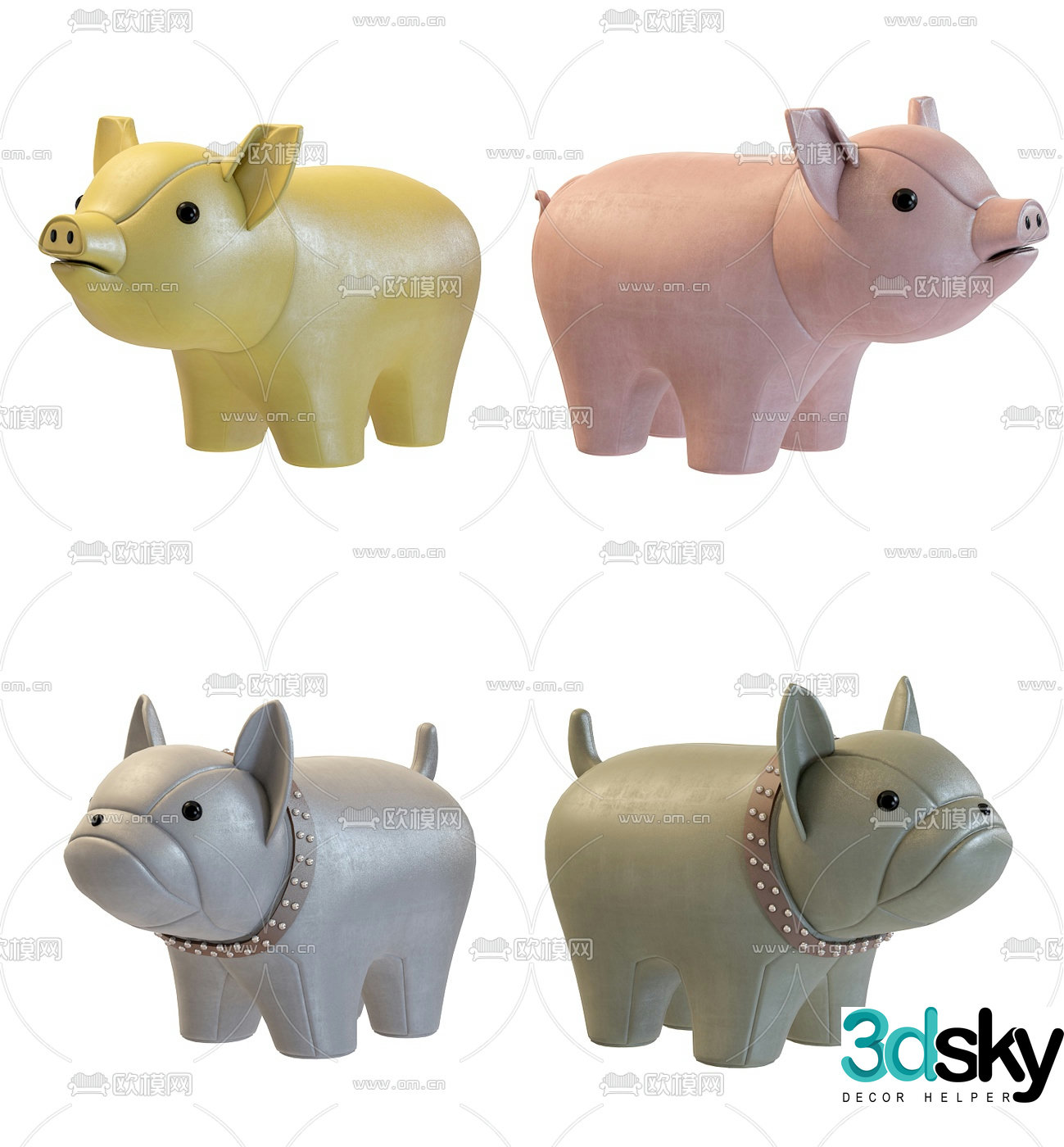 Modern leather animal children’s chair 3d model
