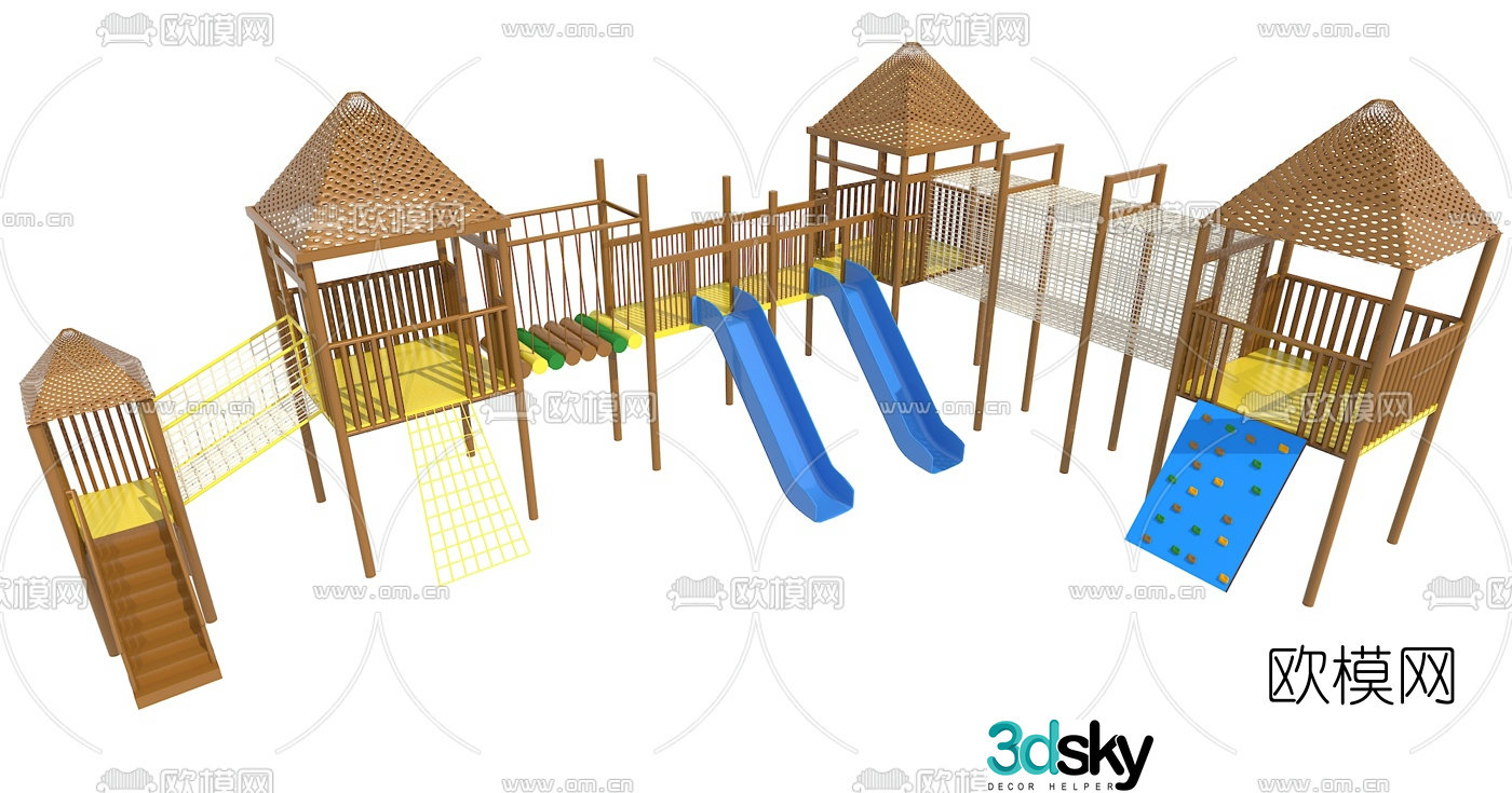 Modern children's slide amusement equipment 3d model