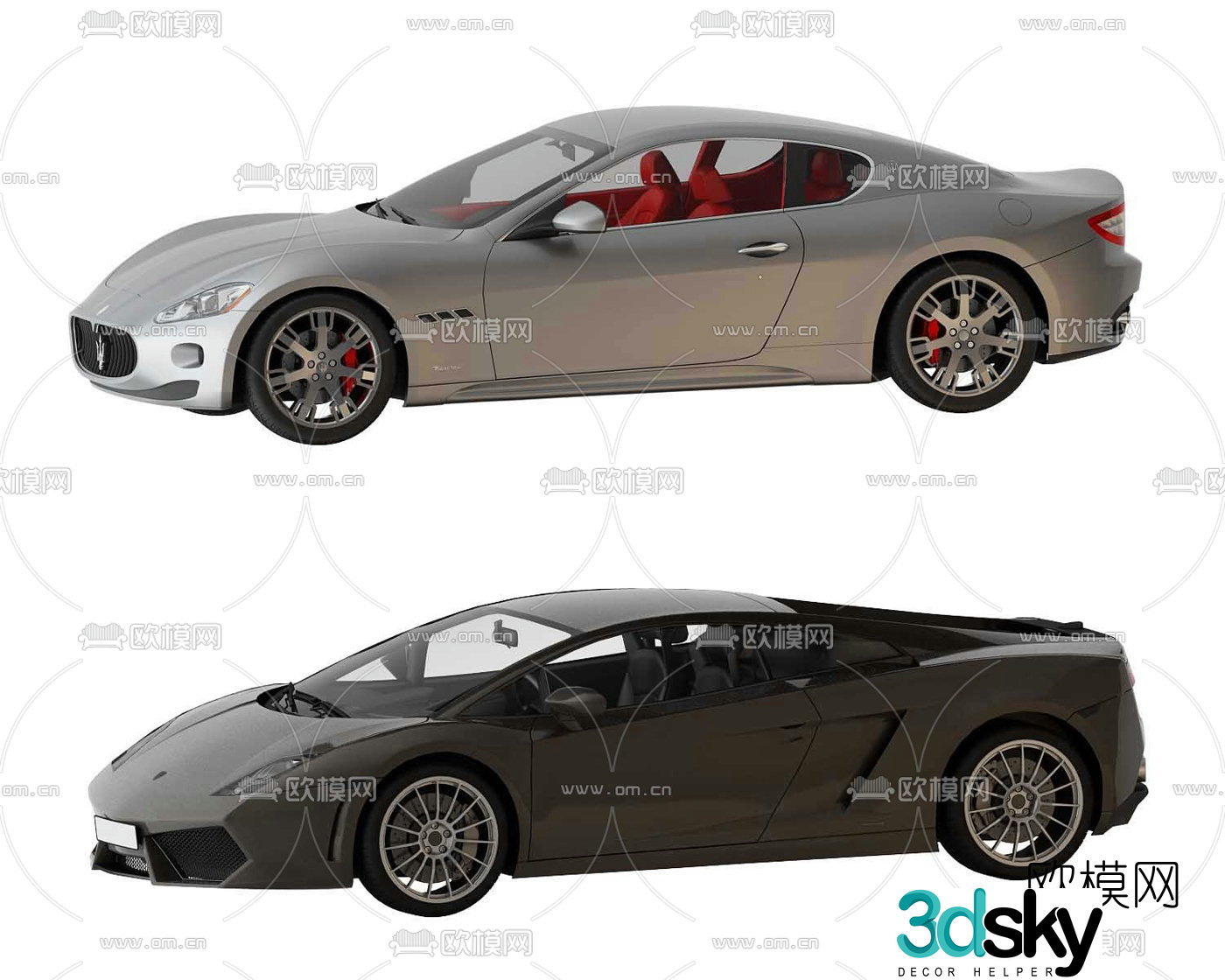 modern maserati sports car 3d model