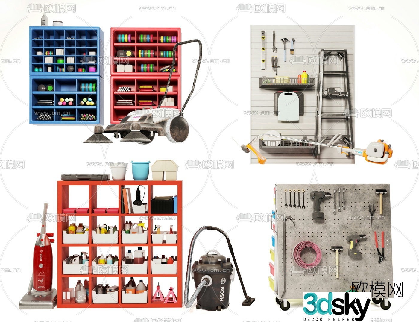 Industrial style tool storage cabinet locker 3d model