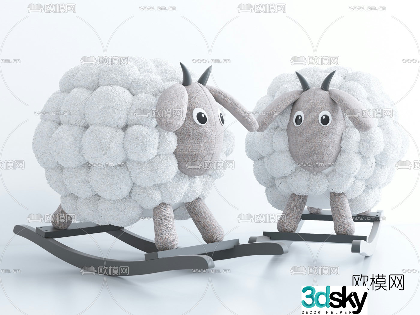 Modern sheep children’s rocking chair 3d model