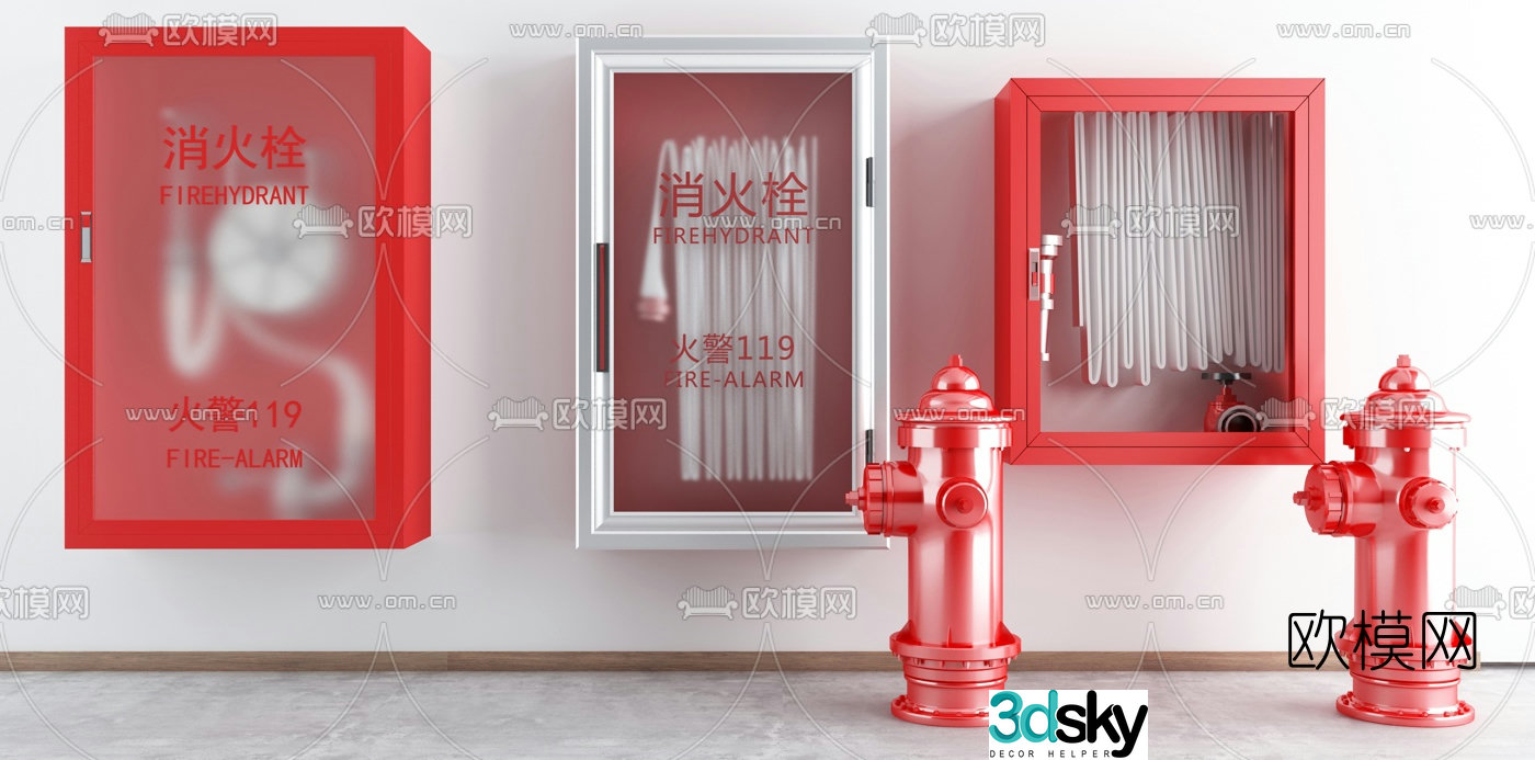 Modern fire hydrant fire equipment 3d model