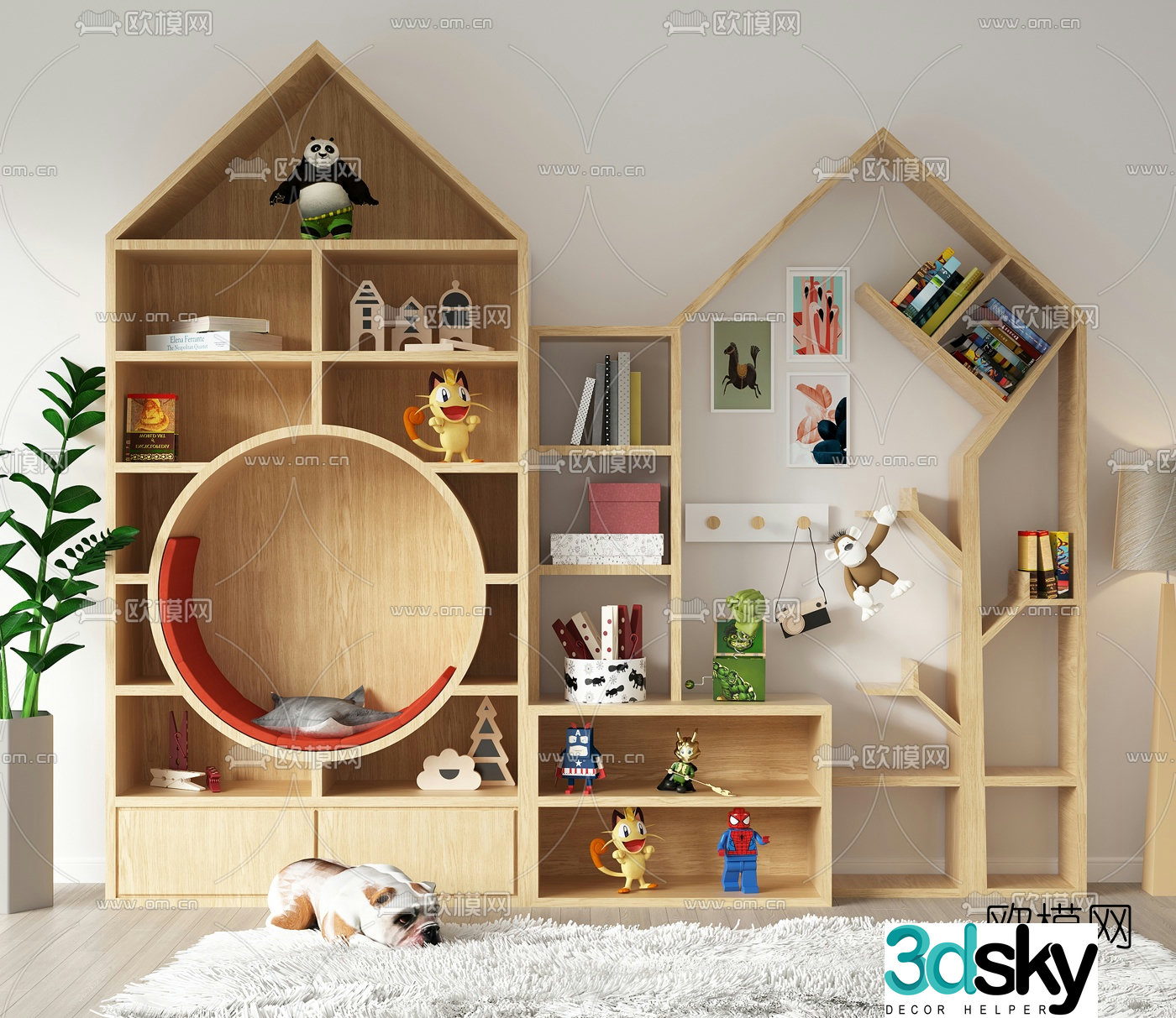 Nordic children’s bookcase 3d model