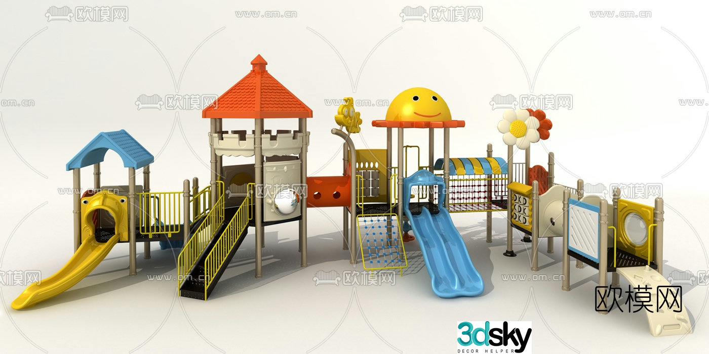 Modern children's slide crawl amusement equipment 3d model