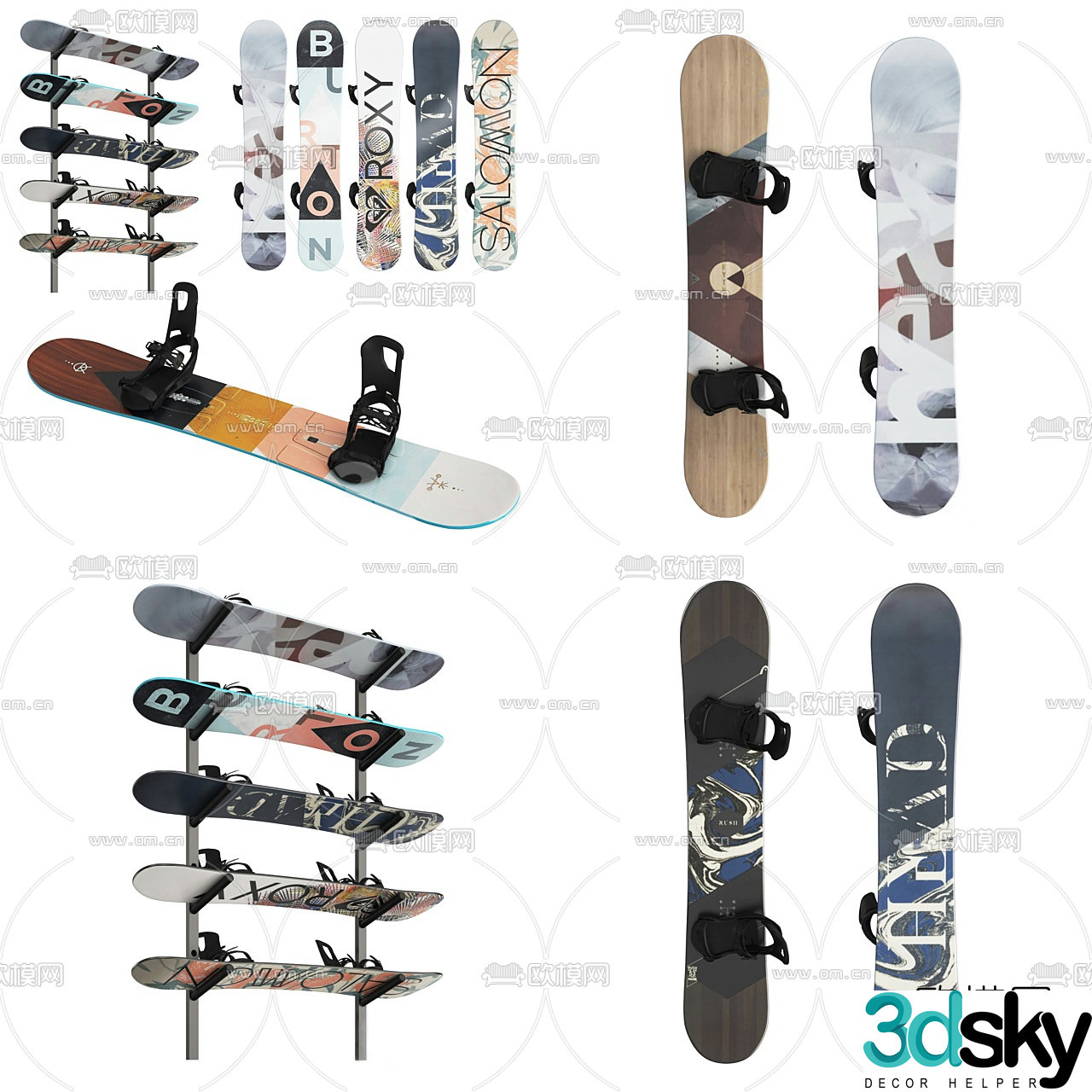 Modern graffiti single snowboard 3d model