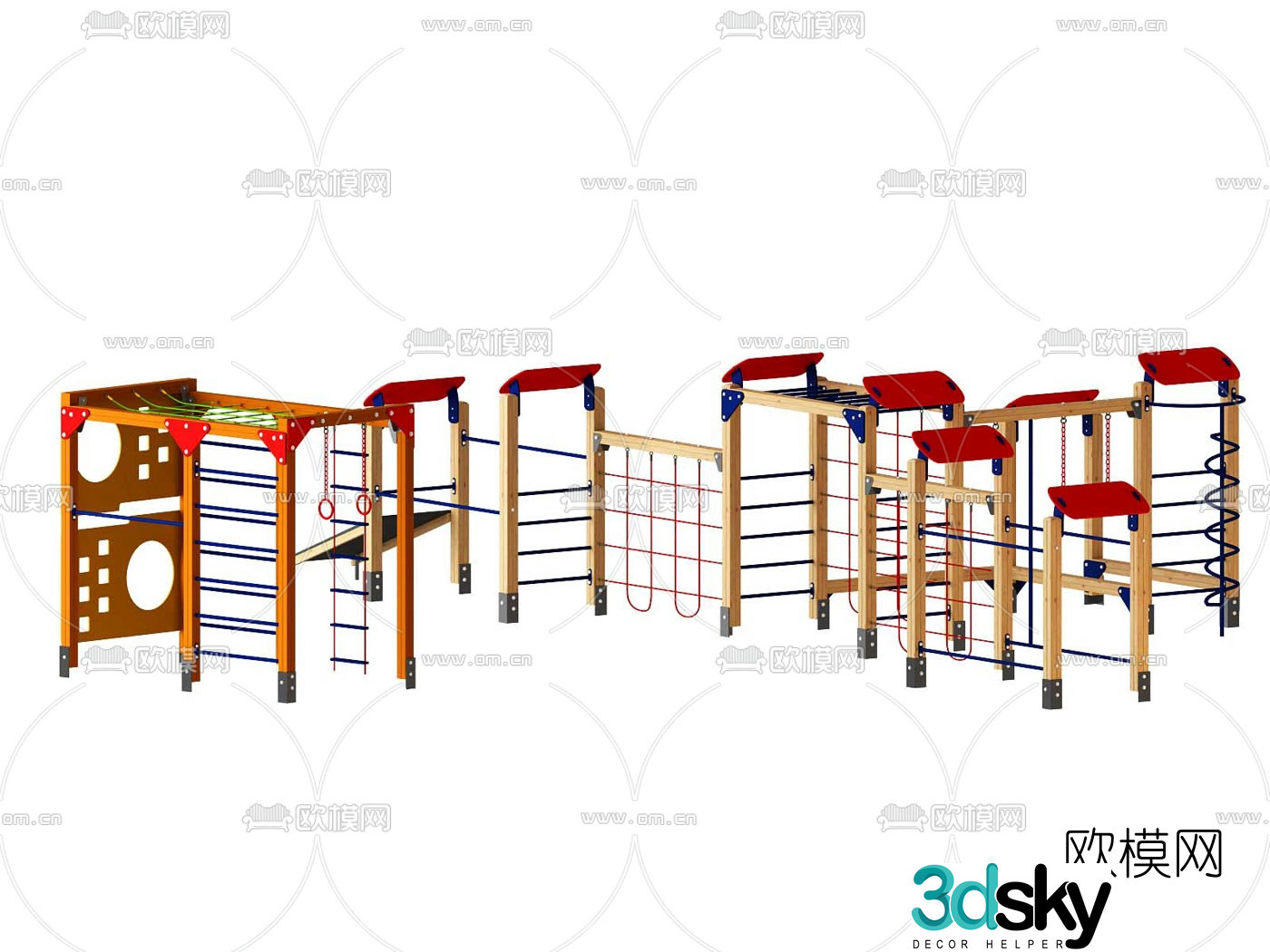 Modern outdoor fitness equipment 3d model
