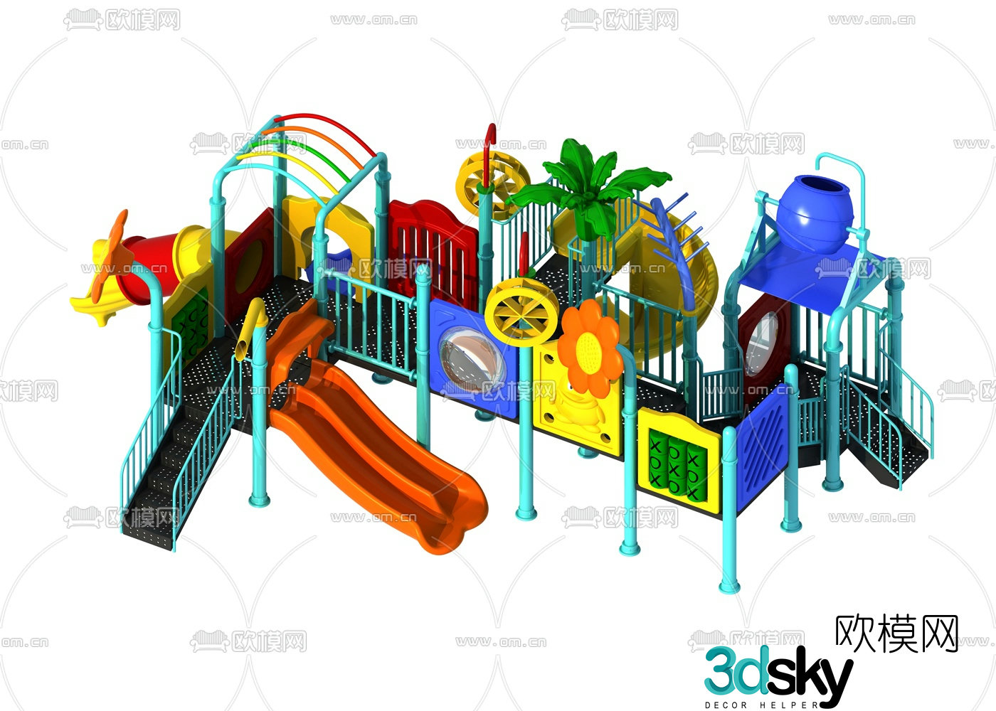 Modern children's play equipment slide 3d model