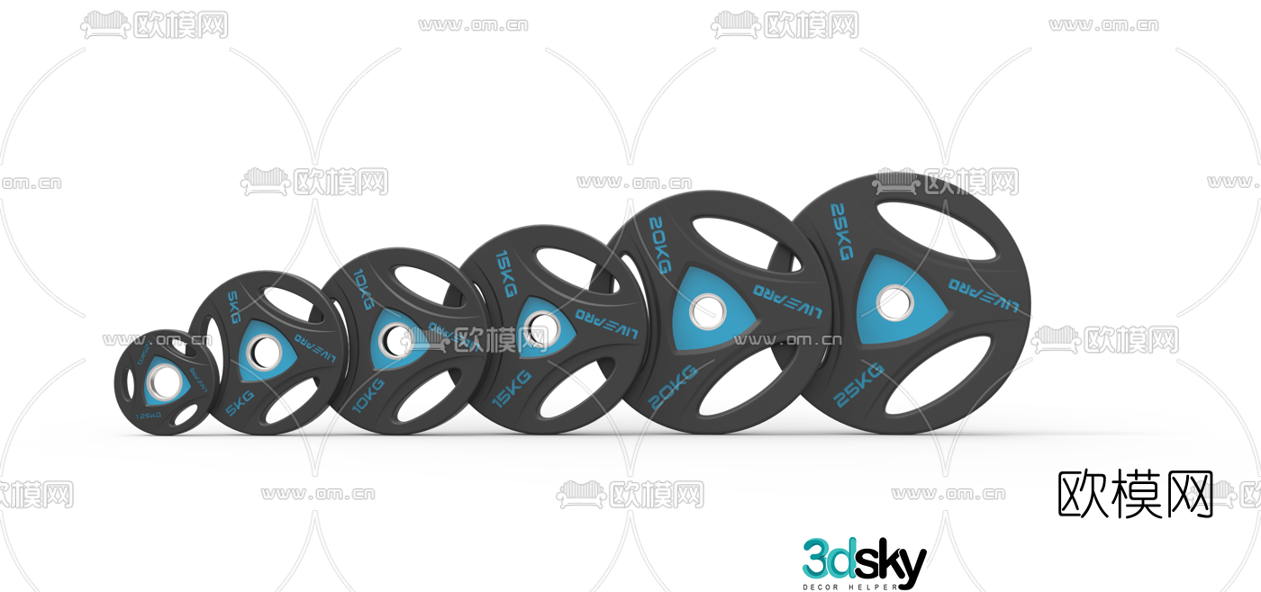 Modern barbell plate 3d model