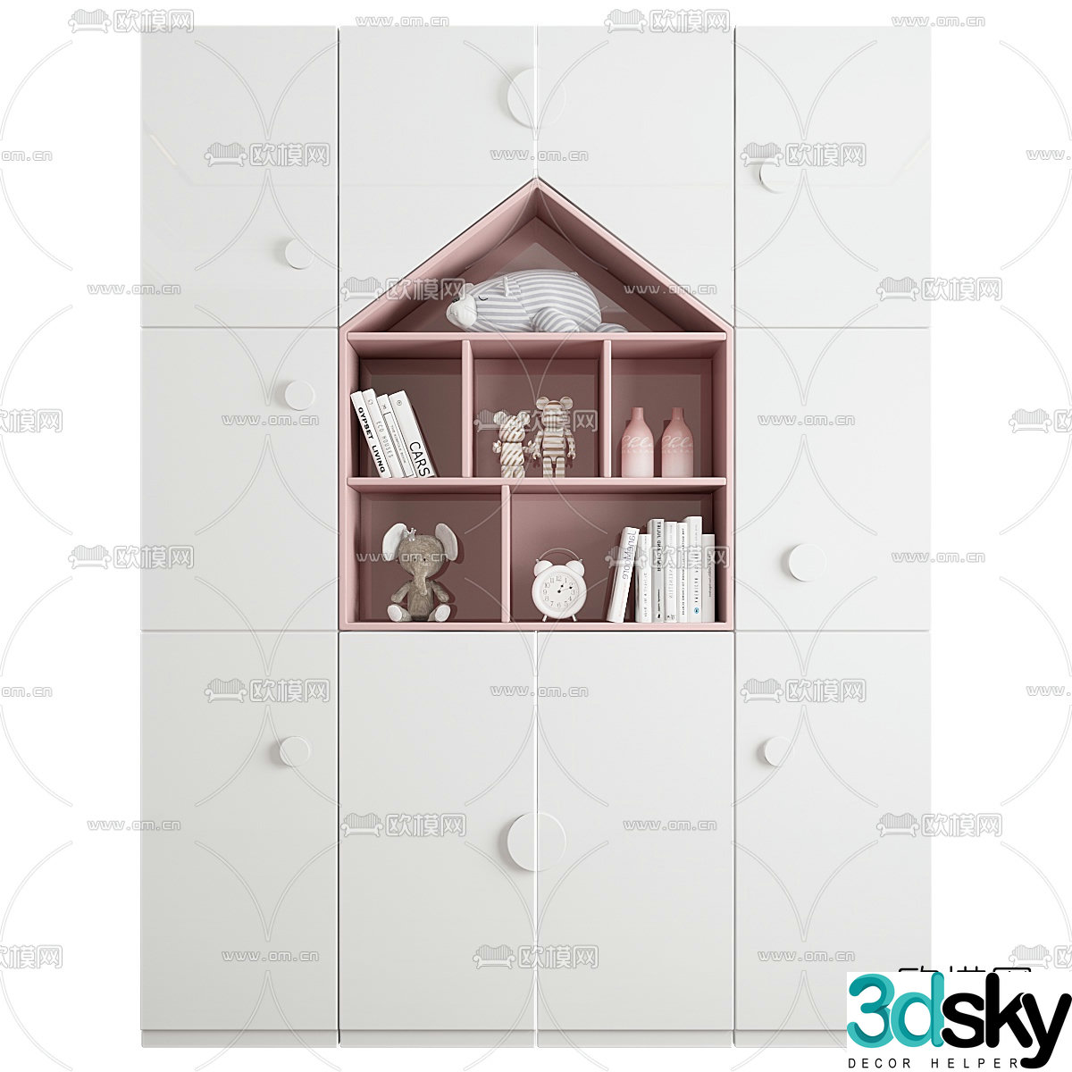Modern children’s bookcase desk 3d model