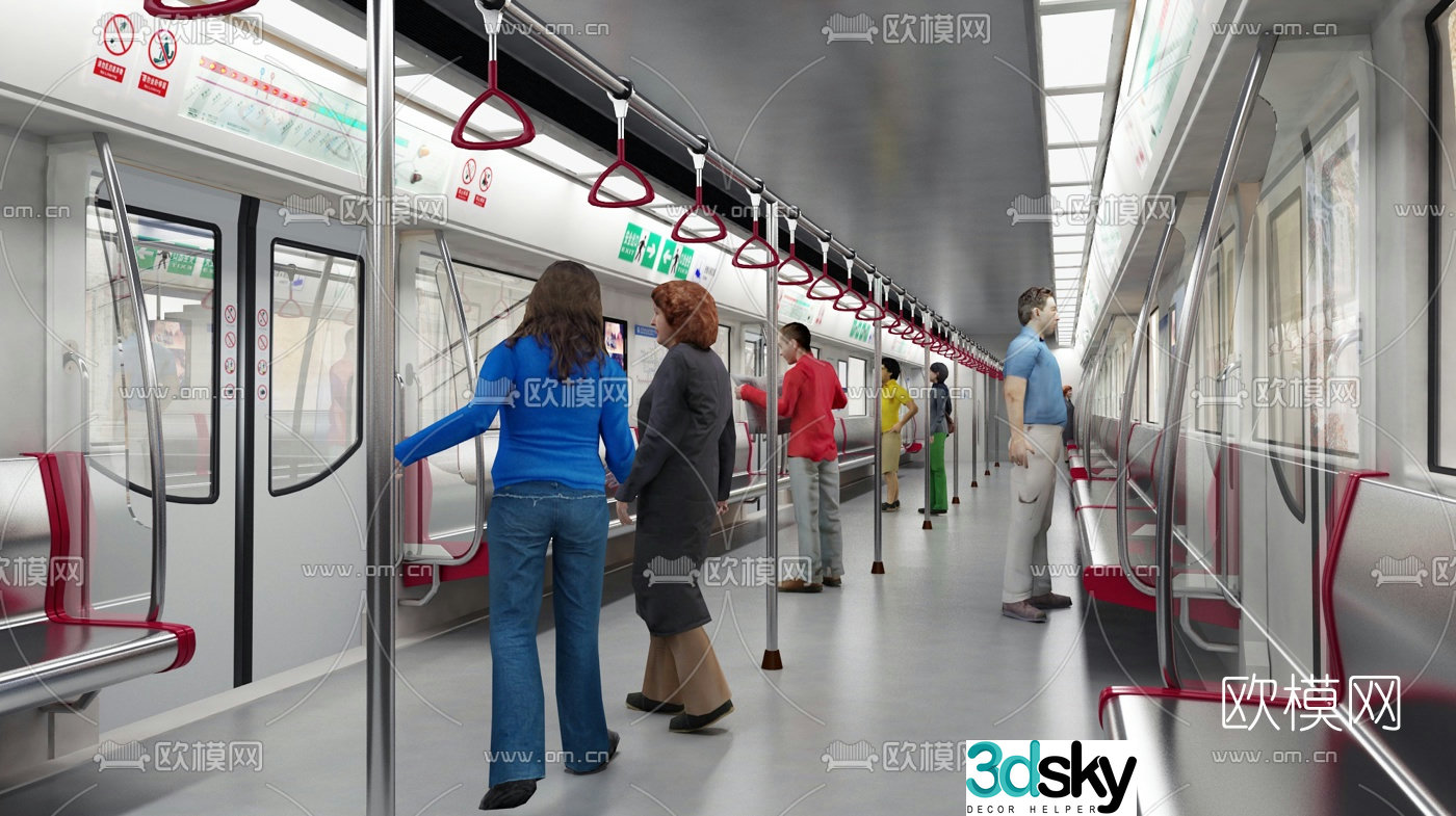 Modern subway car 3d model
