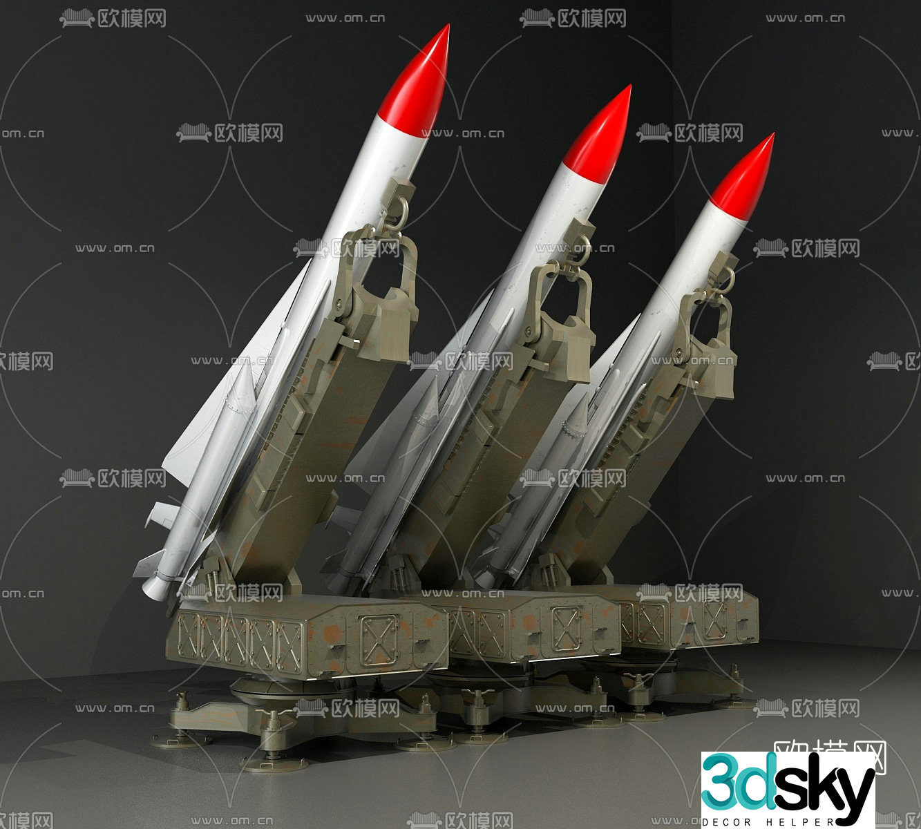 Modern rocket launch pad 3d model