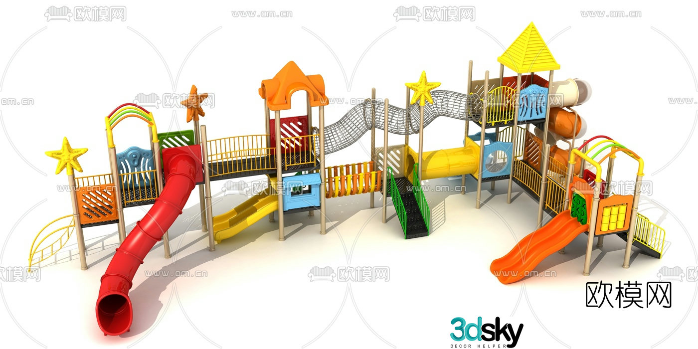Modern children's slide crawl amusement equipment 3d model