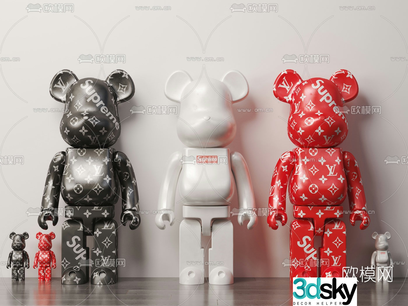 Modern violent bear doll ornaments 3D model