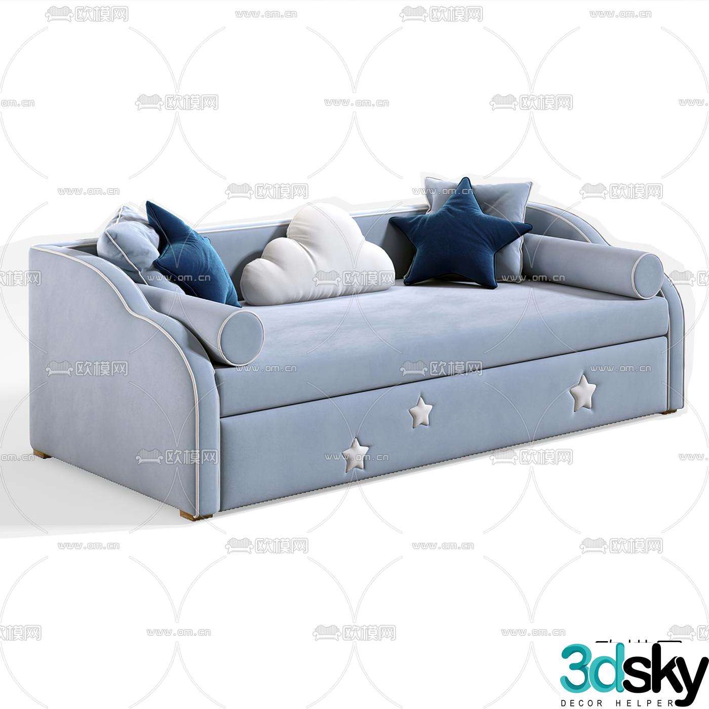 Modern fabric children’s sofa 3d model