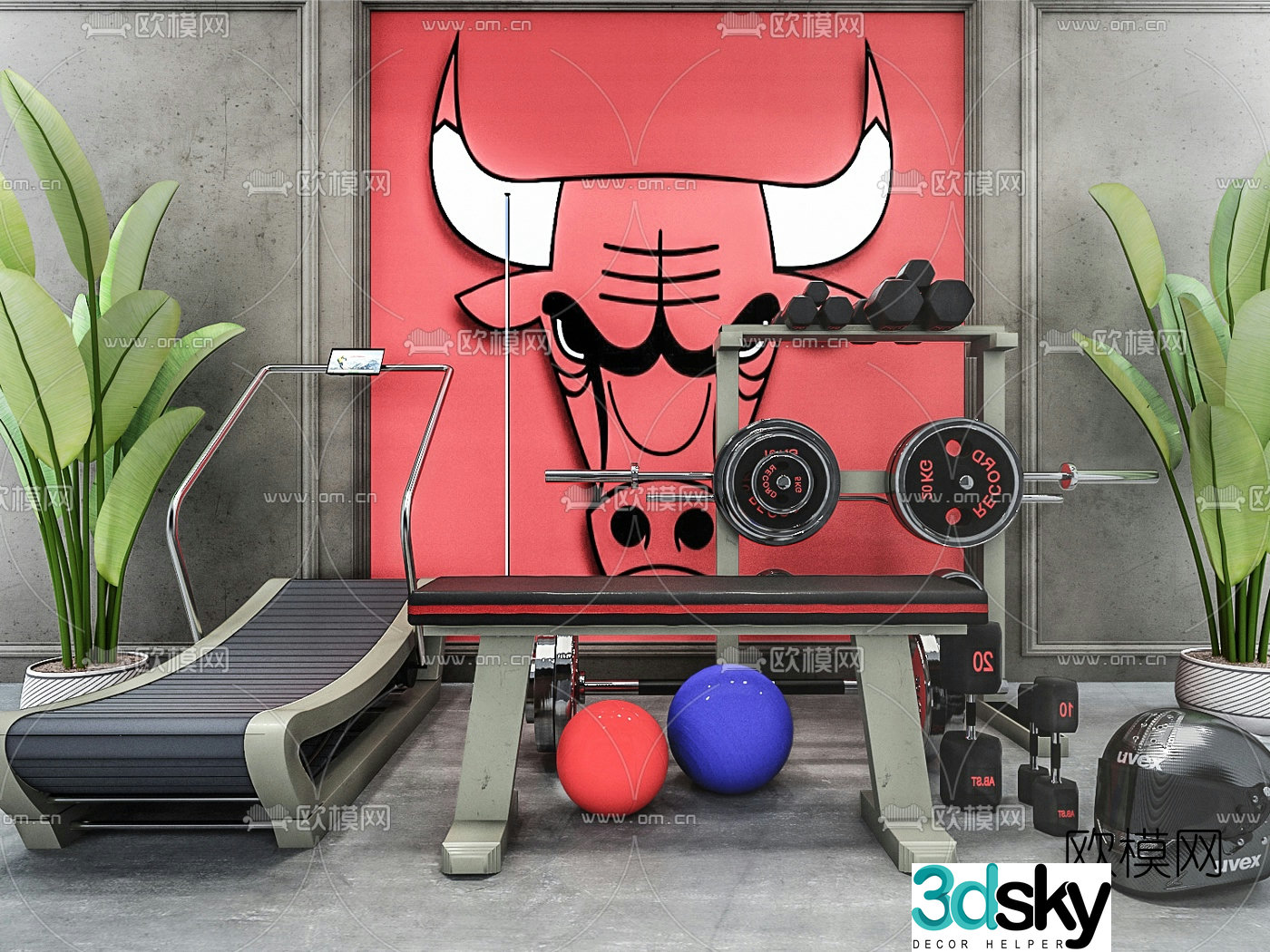 Modern treadmill fitness equipment 3d model