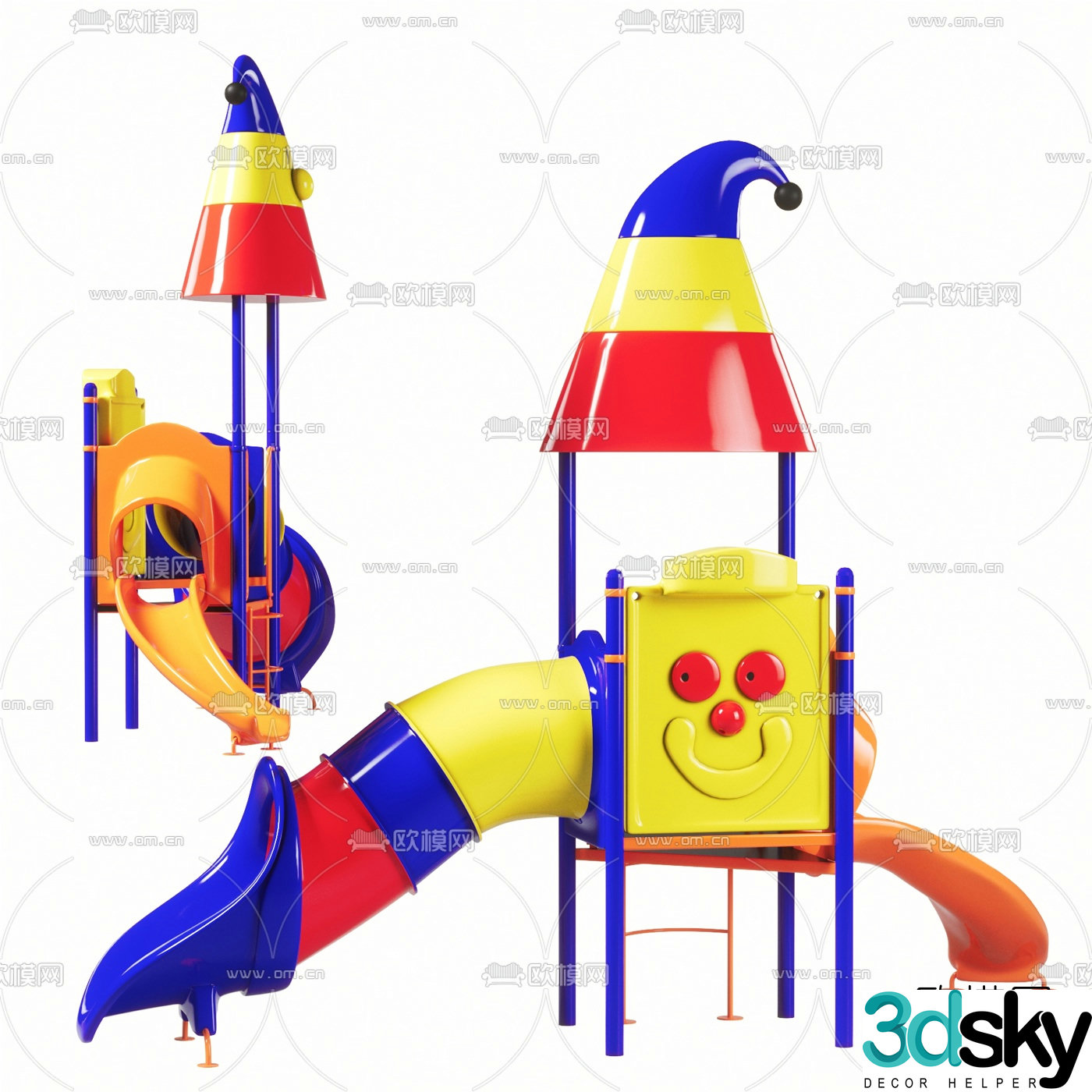 Modern children's plastic slide 3d model