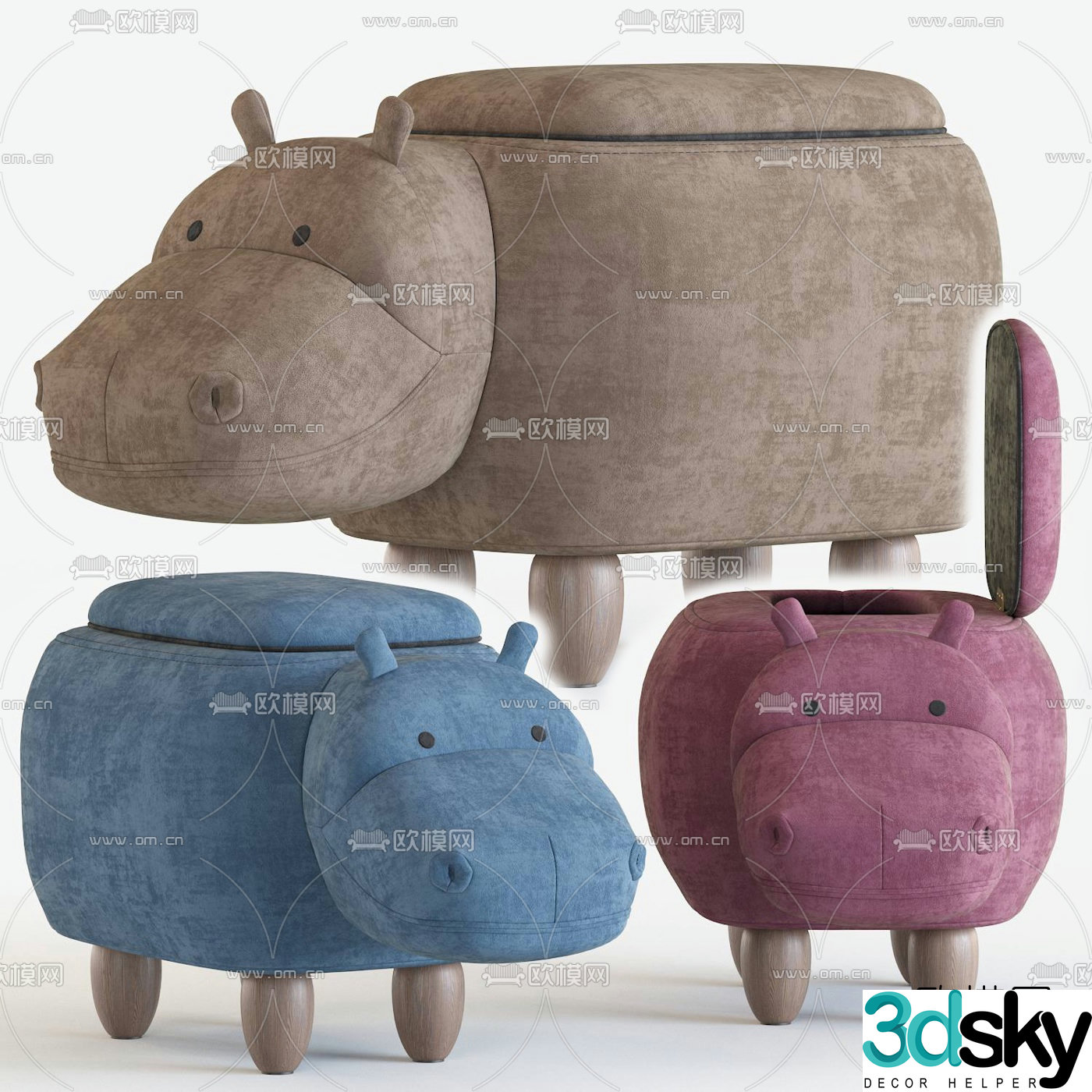 Modern cartoon children’s stool 3d model