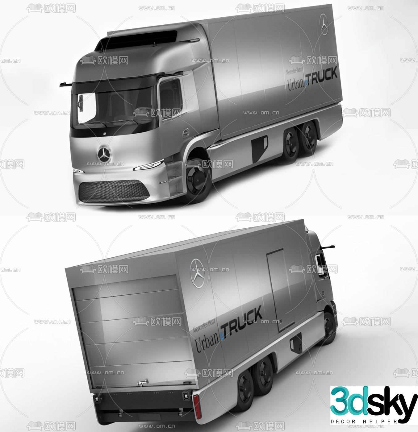 Modern mercedes electric van truck 3d model