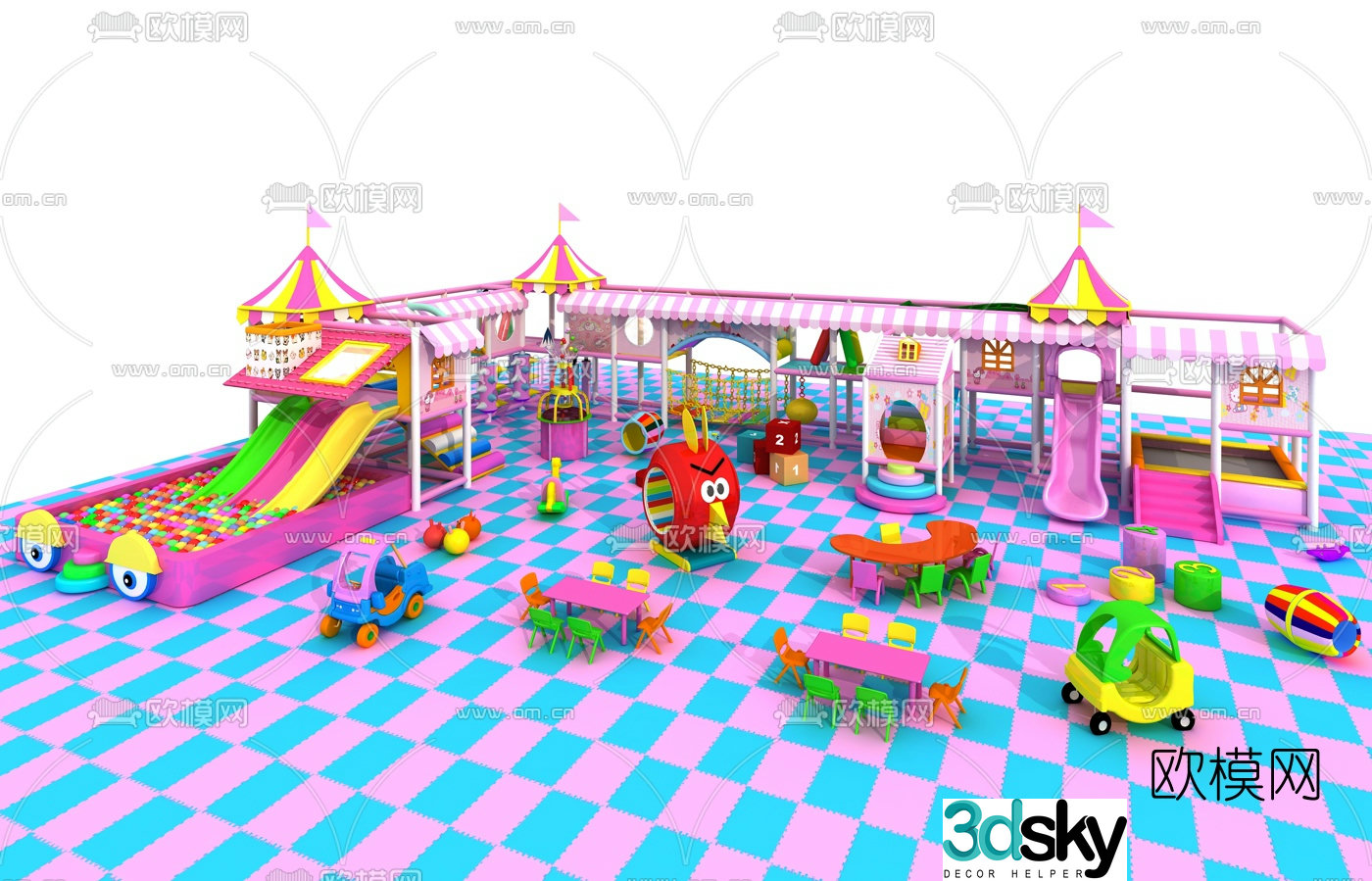 Modern outdoor children's slide 3d model