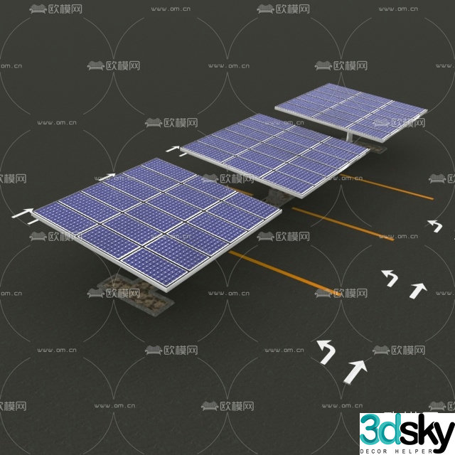 Modern solar panel free 3d model