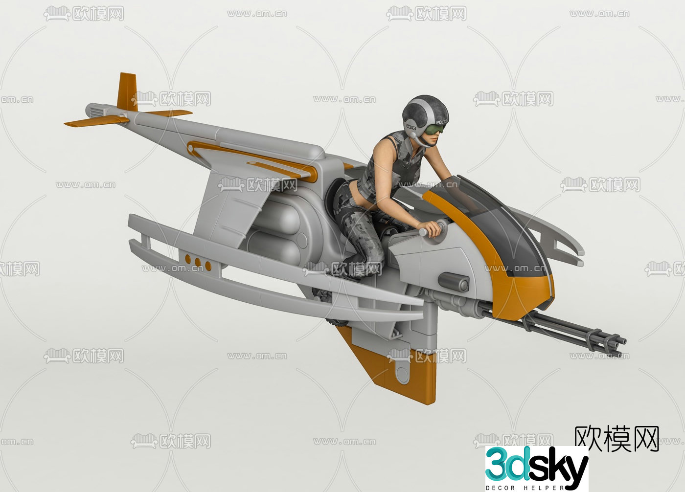 Modern futuristic sci-fi single-person aircraft 3d model