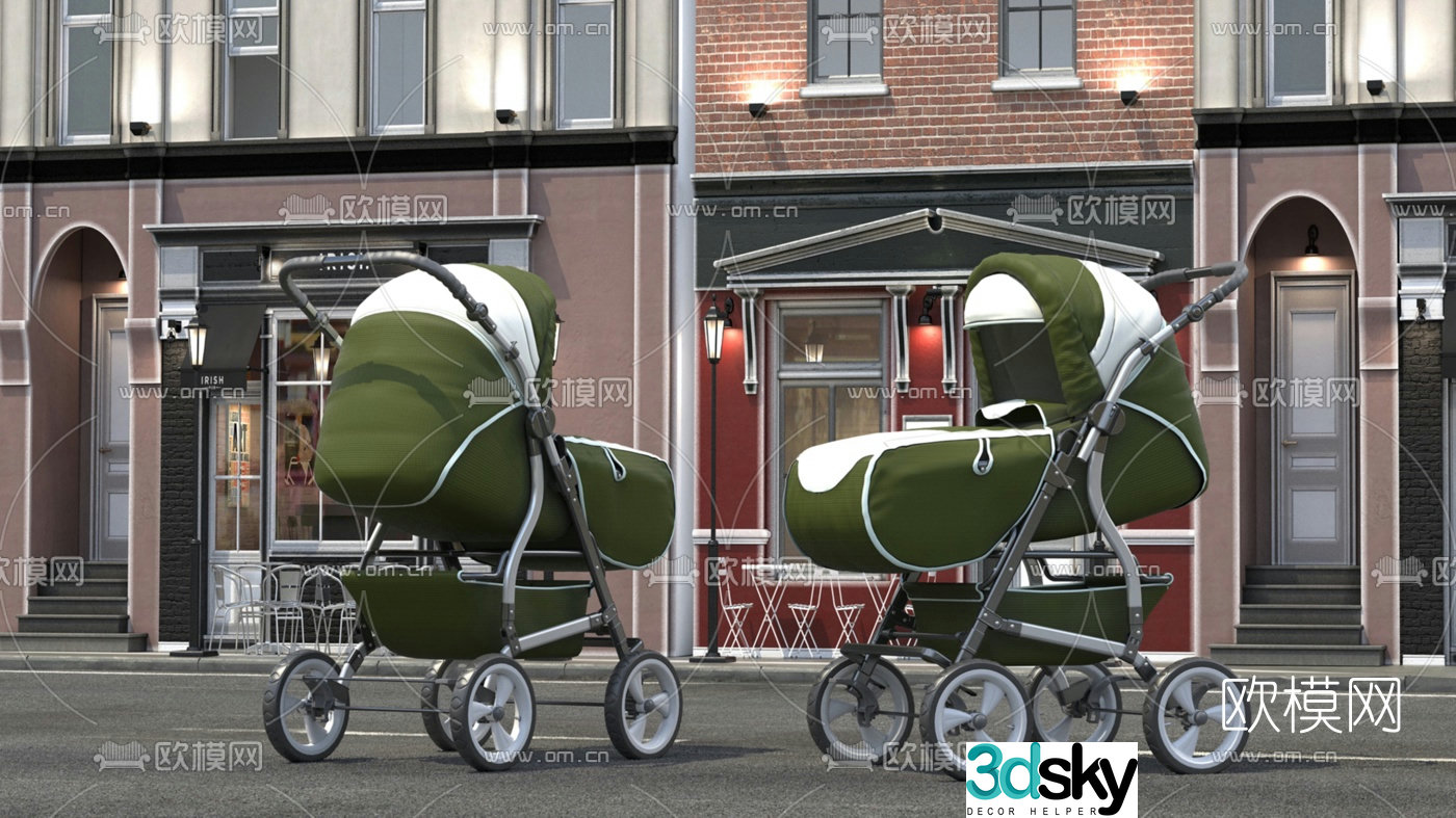 Modern baby stroller 3d model