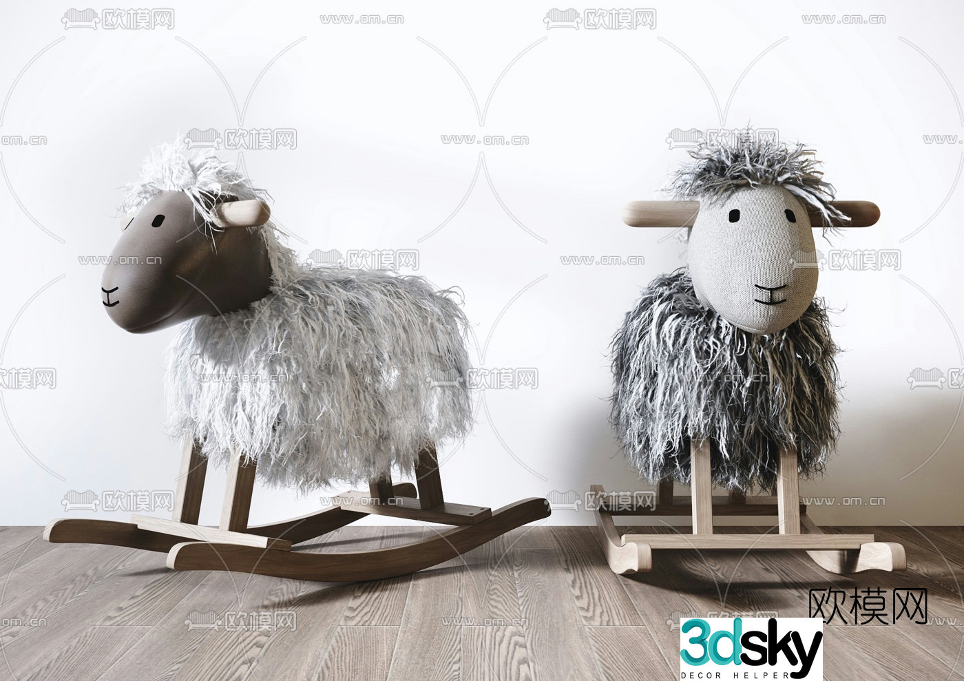 Nordic Sheep Children’s Rocking Chair Toy 3D Model