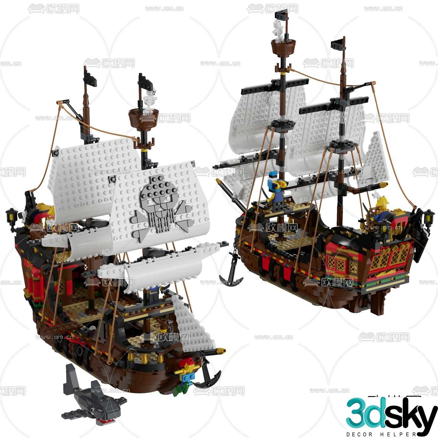 Modern pirate ship toy 3d model