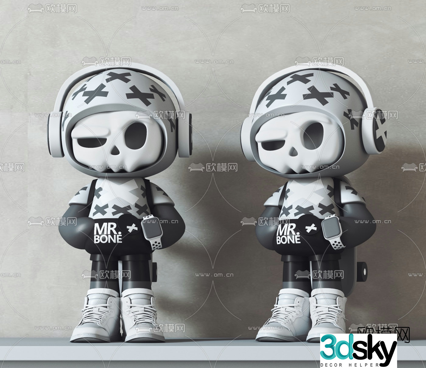Modern trendy skull doll toy ornaments 3D model