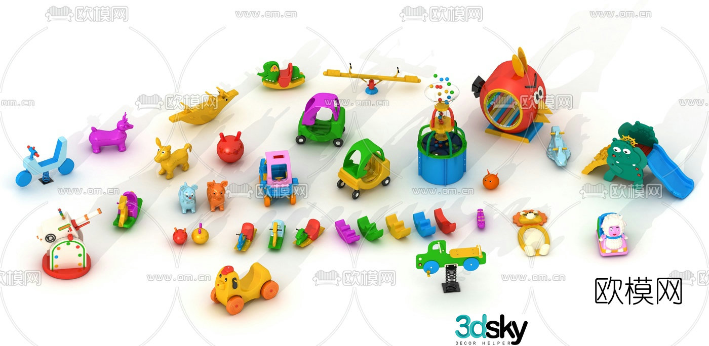 Modern children’s car building block toy 3d model