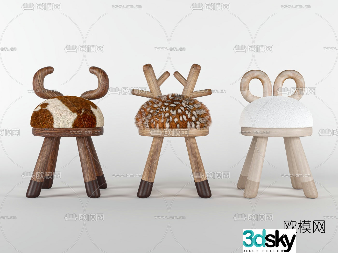 Modern animal children’s stool 3d model