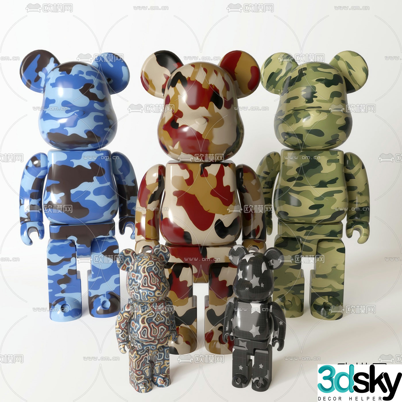Modern violent bear doll ornaments 3D model