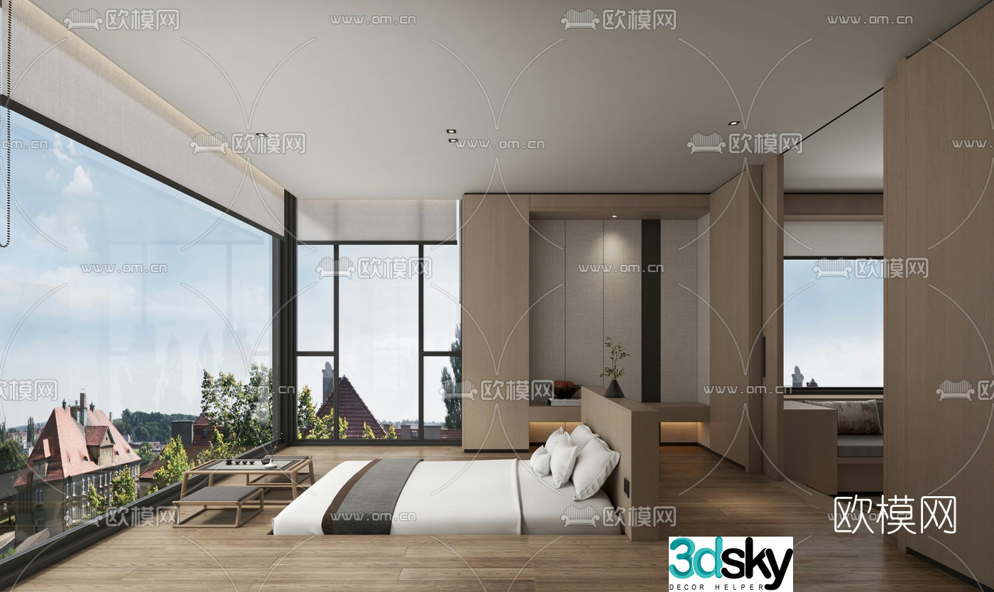 Japanese simple hotel room 3d model