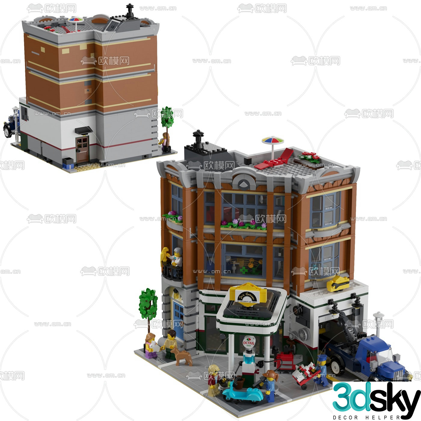 Modern building block repair station toy 3d model