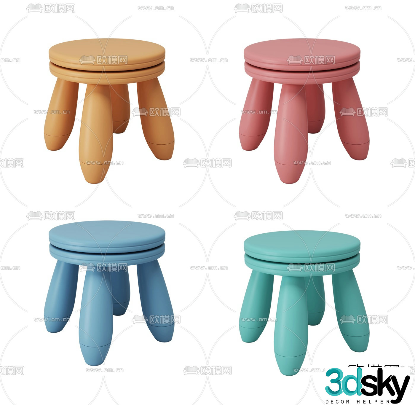 Modern children’s stool 3d model