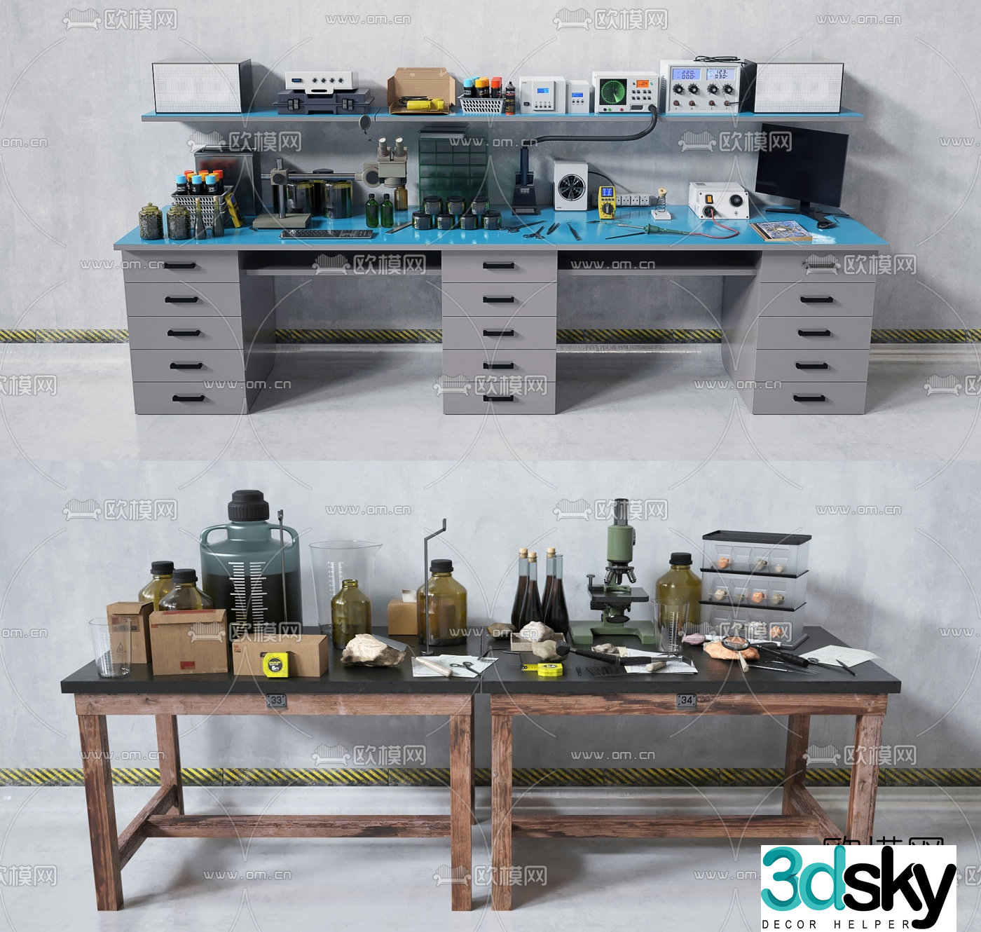Modern chemistry laboratory equipment 3d model