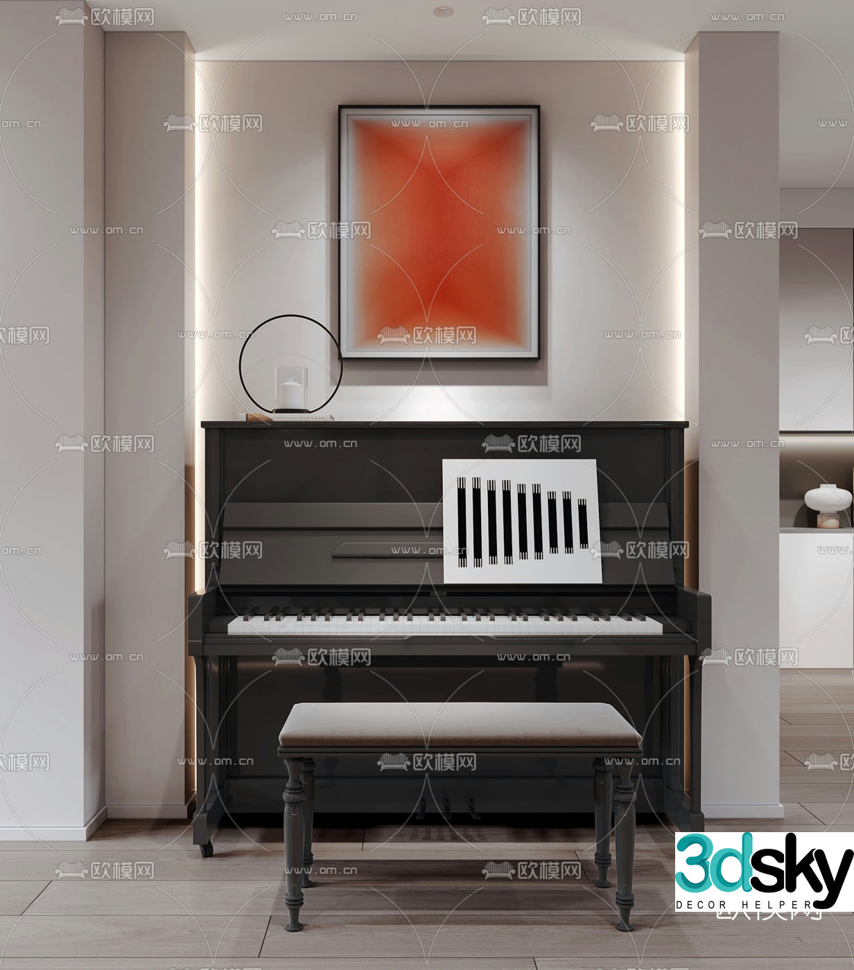Jane European piano 3d model