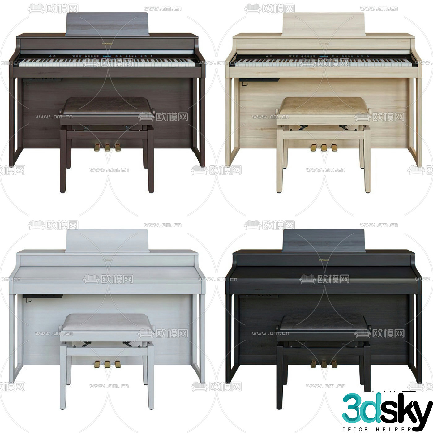 Modern wooden piano 3d model