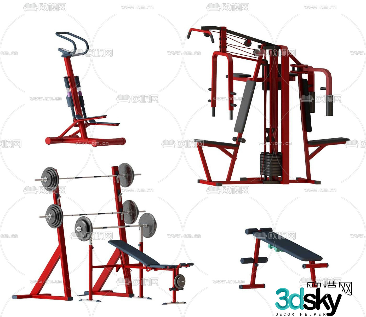 Modern multifunctional fitness equipment 3d model