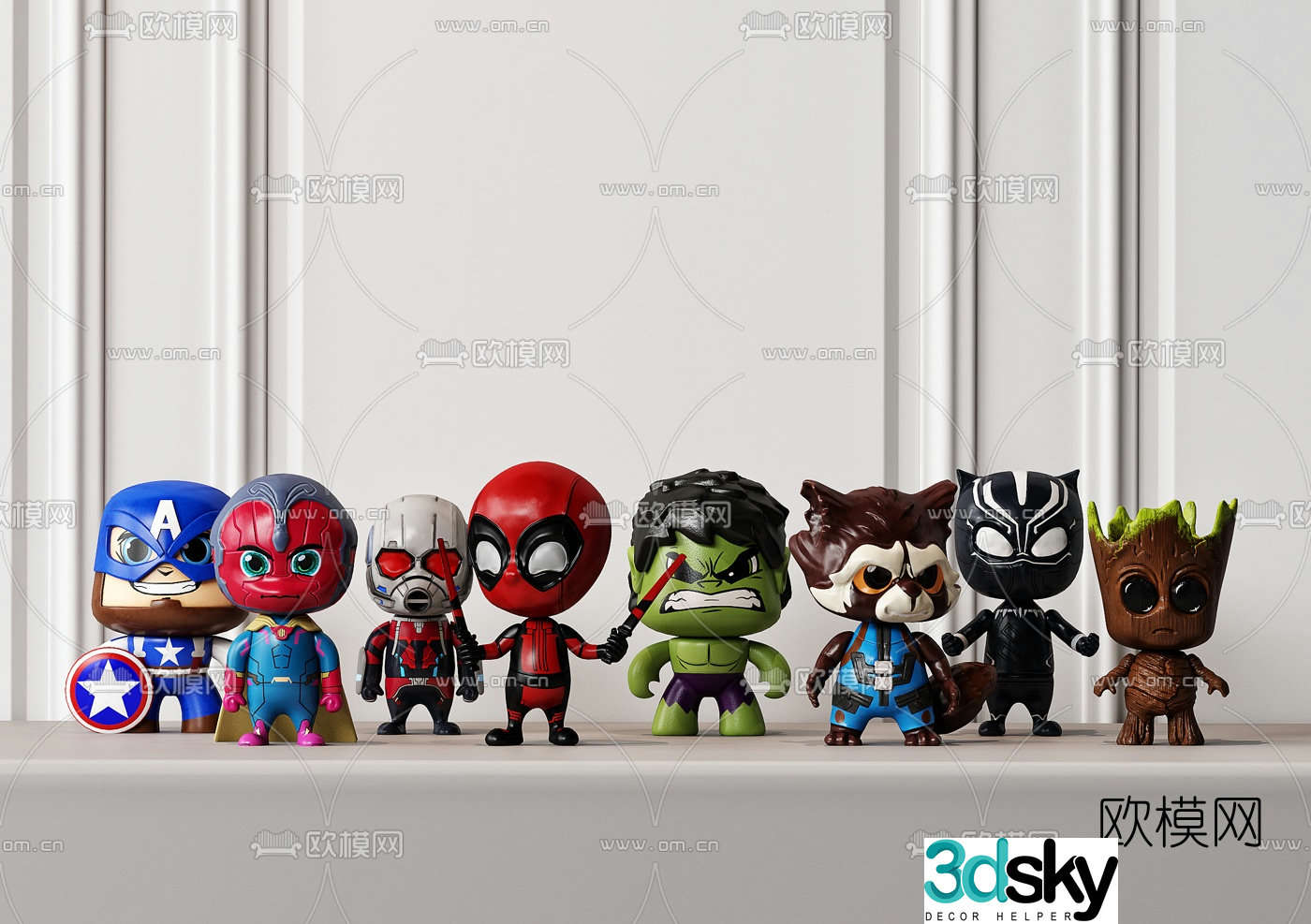 Modern marvel hero toy figure 3d model