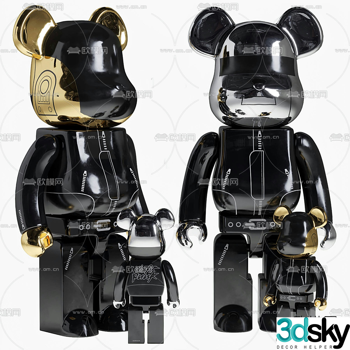 Modern violent bear toy ornament 3d model