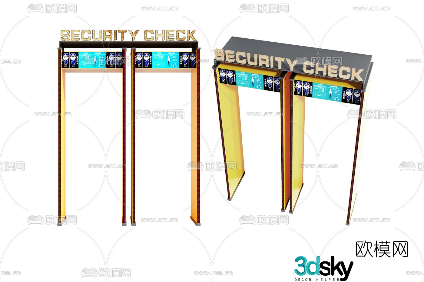 Modern security gate 3d model