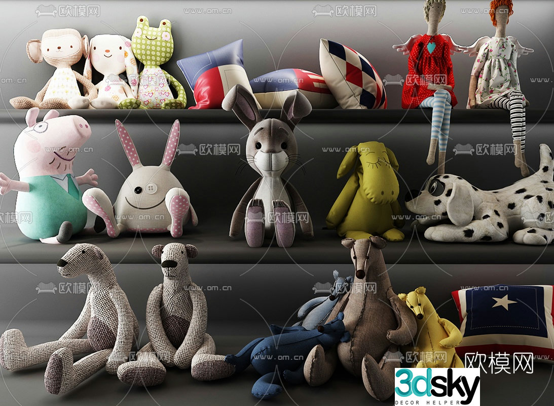 Modern doll ragdoll plush toy 3d model